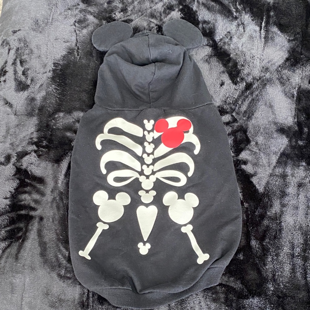 Disney Mickey Mouse black skeleton dog hoodie